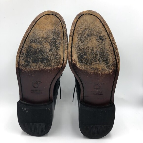 Vintage French Shriner Mens Black Leather Wing Tip Lace Up Dress Shoes Size 8.5M - Picture 5 of 12